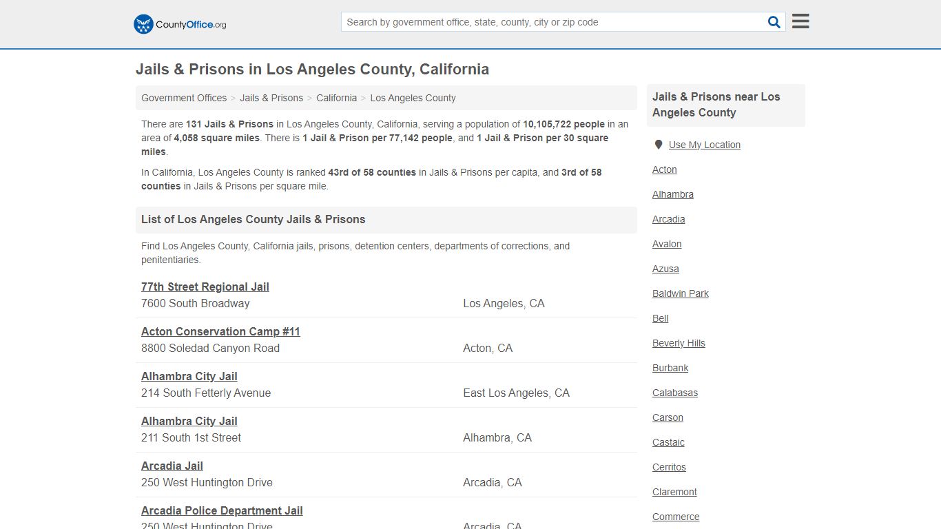 Jails & Prisons - Los Angeles County, CA (Inmate Rosters & Records)